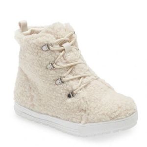 Open Edit Kids' Emery Cozy Lace-up Hiking Boot In Natural size 9 (little kid)